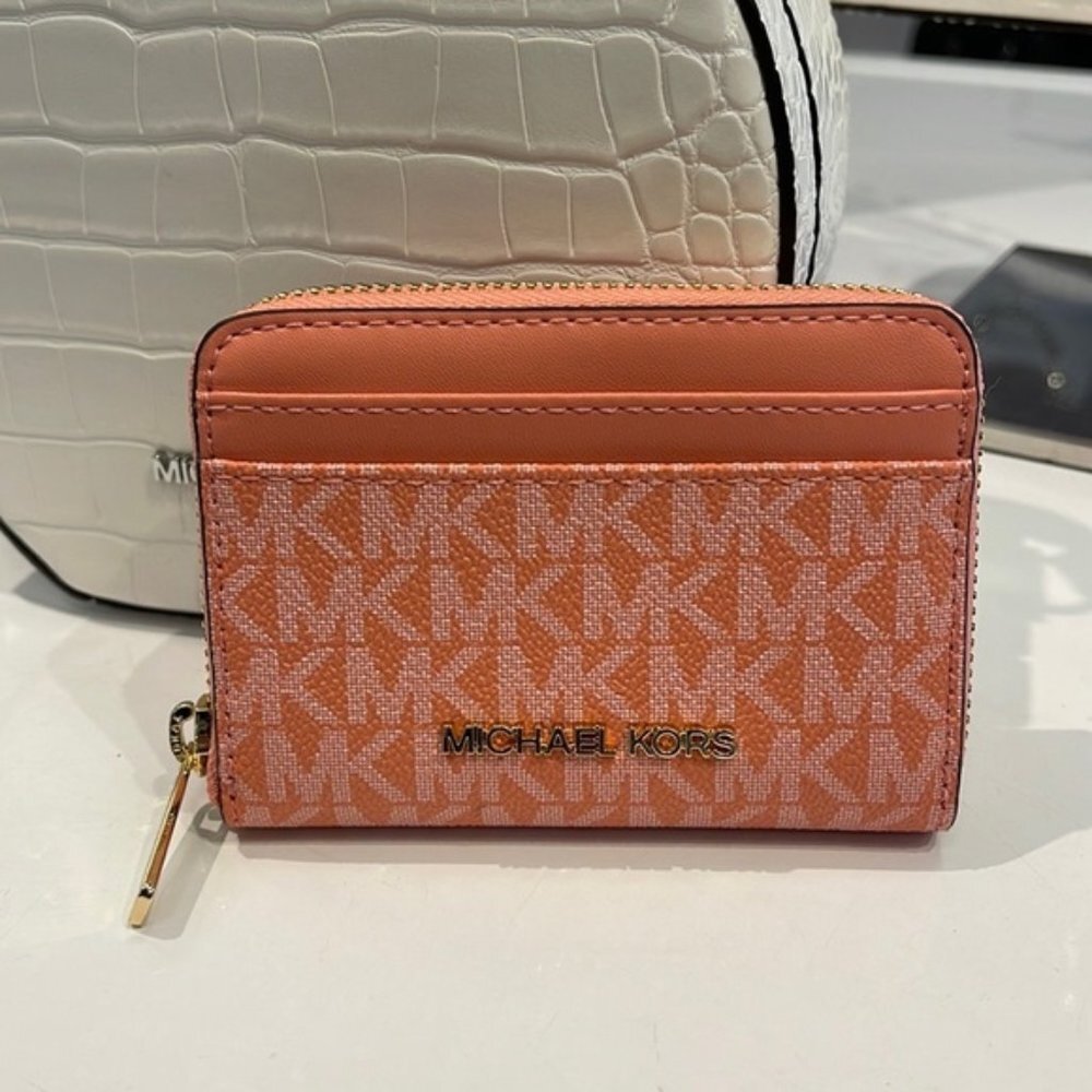 Michael Kors Jet Set Travel Medium Zip Around Card Case Sherbert Multi